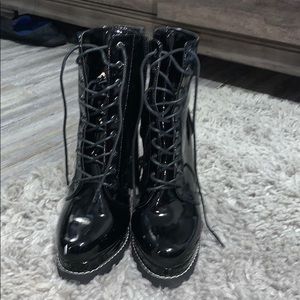 Women High Heel Combat Boots